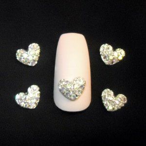 Crystal AB Heart 3D Nail Charms Set of 5